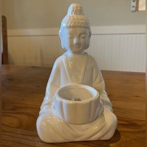 White Ceramic Buddha Tea light or Succulent Holder